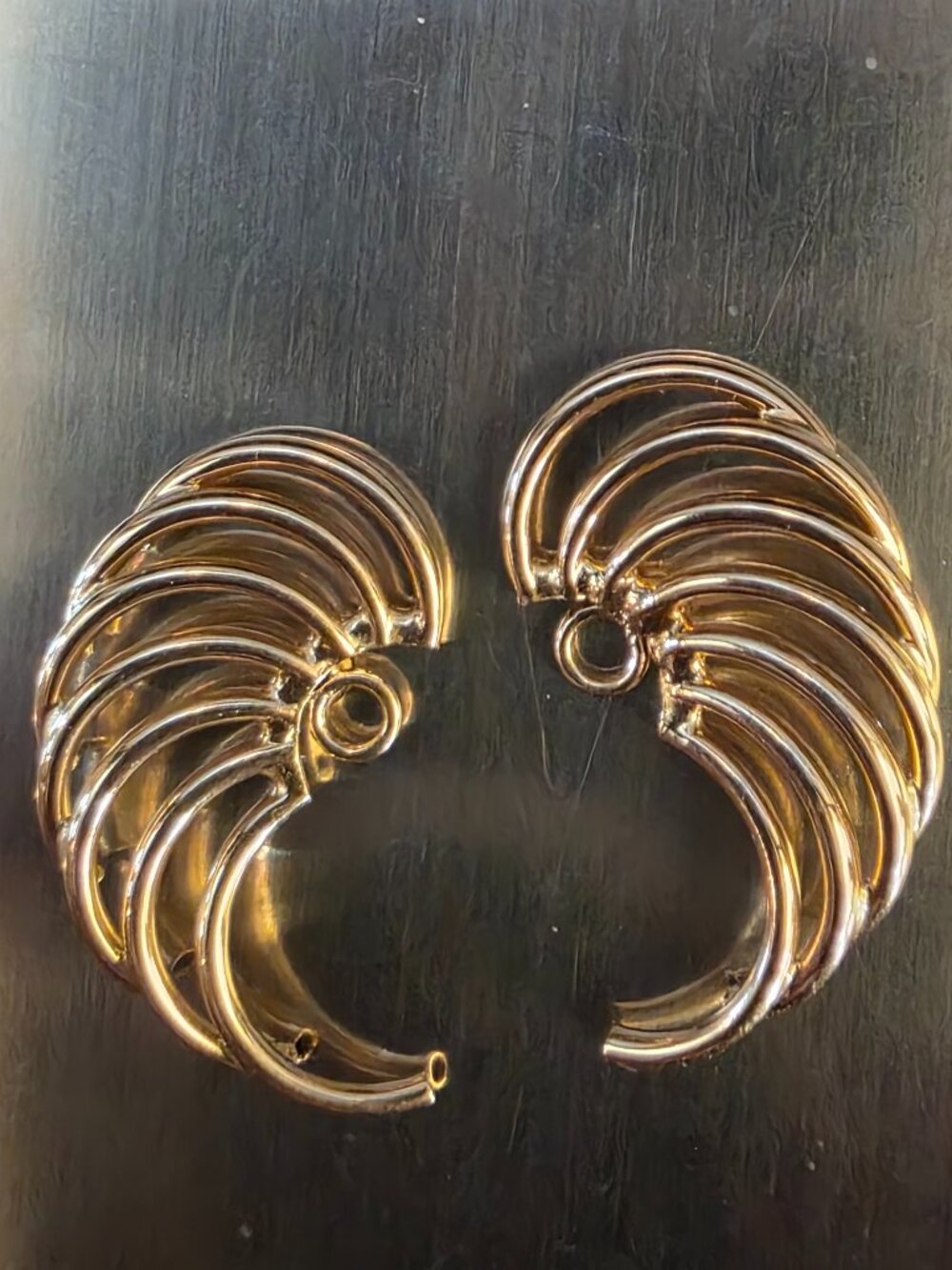 Vintage 14K Yellow Gold Swirl Earrings Jackets Multi Strand Ribbon Fluid 1.6g
